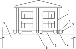 利用轨道高差实现建筑物移位转向的方法