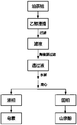 一种从油茶枯中提取皂素并联产山奈酚的方法