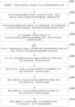 一种采用人工光照提升鲜味和香气的肉类加工方法