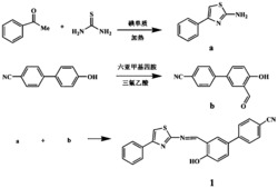 一种基于苯基噻唑和对氰基联苯酚的荧光传感材料及其制备方法和用途