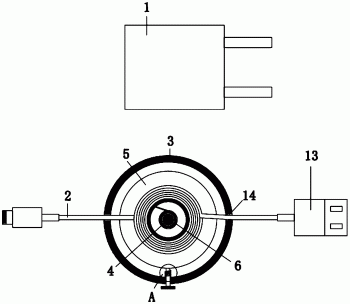 一种分体带收线槽充电器