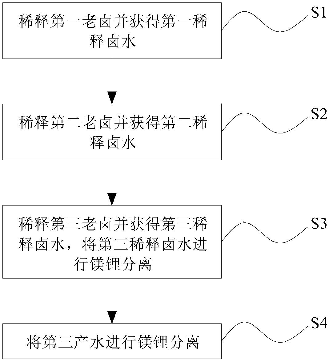 一种降低老卤中镁锂比的装置及方法