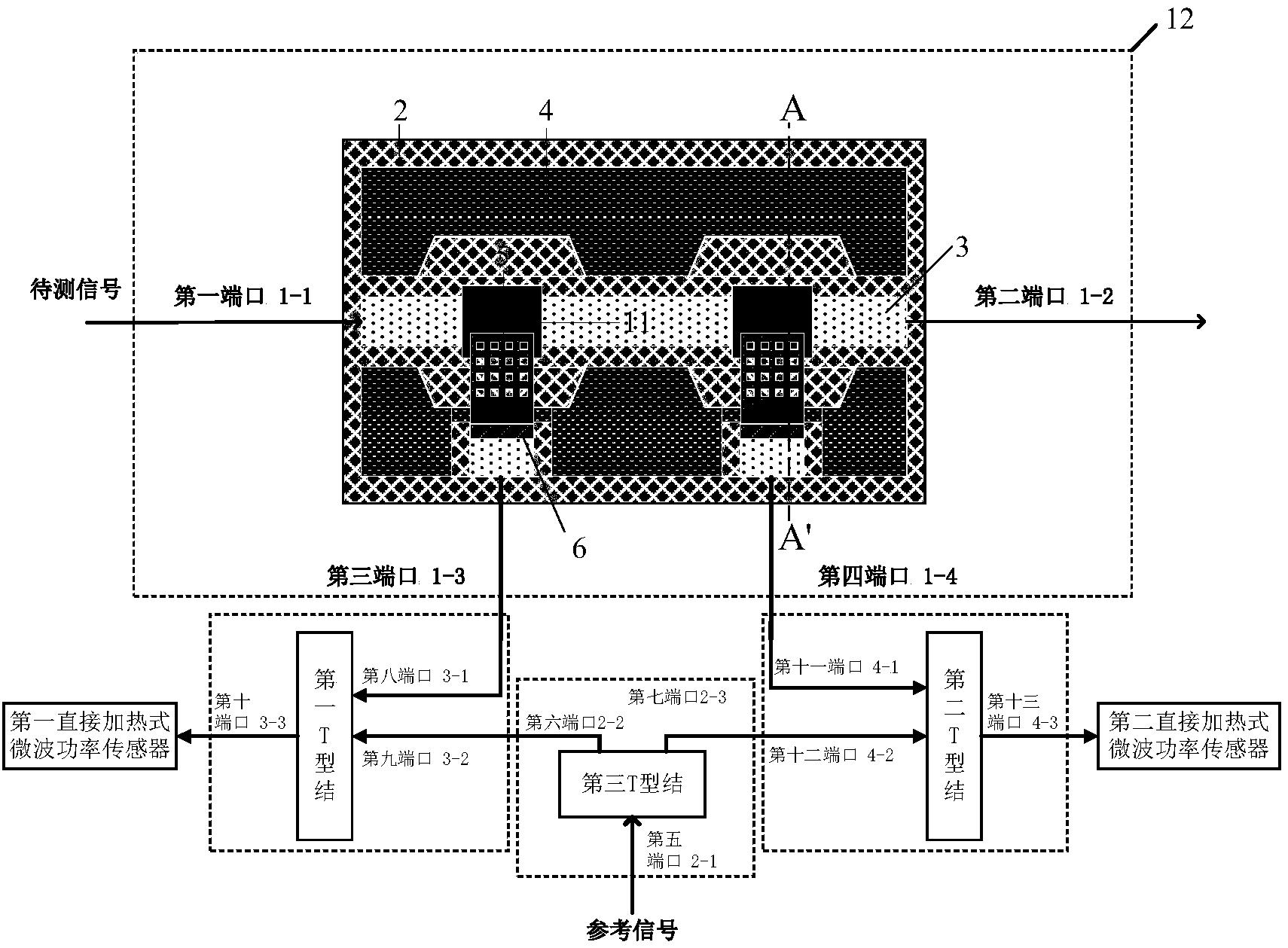 基于硅基悬臂梁T型结直接加热在线式毫米波相位检测器