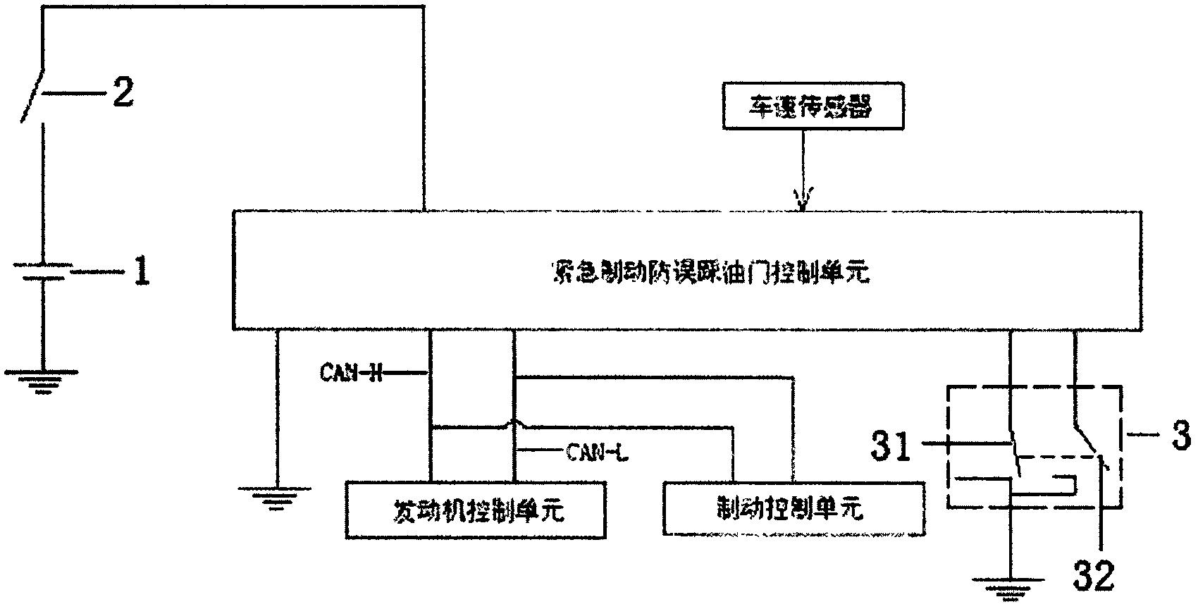 一种改进型紧急制动防误踩油门装置