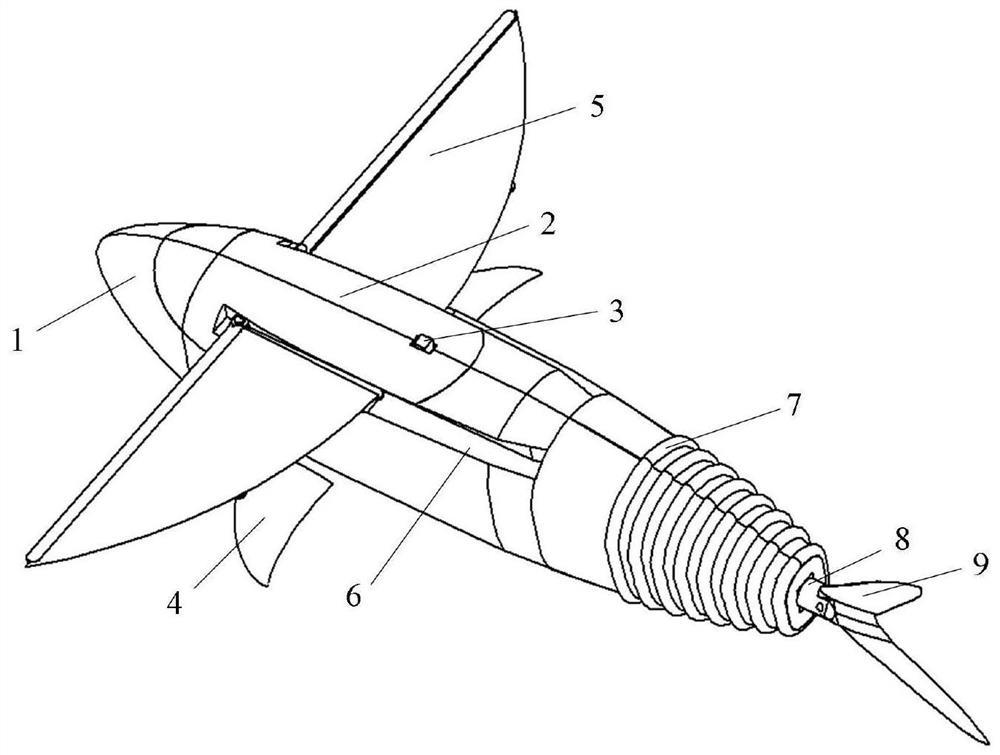一种水空两栖跨介质仿生机器飞鱼