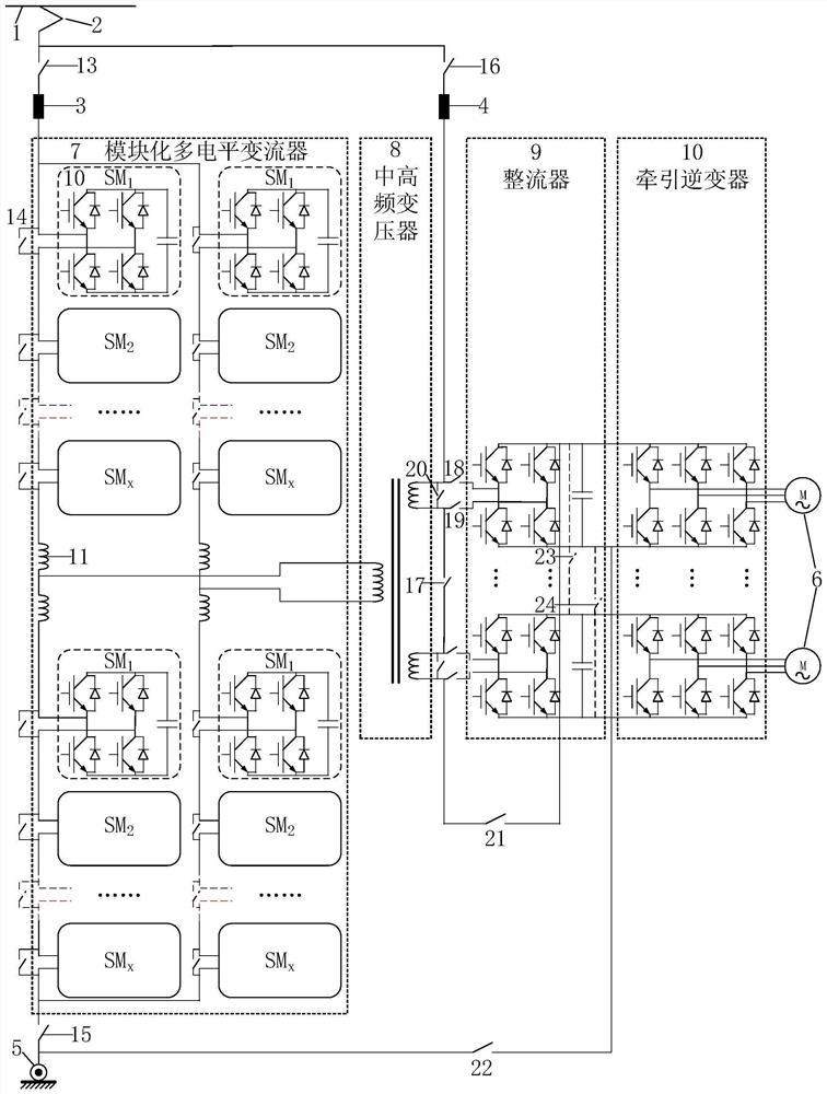 基于模块化多电平变流器的多流制牵引传动系统及方法