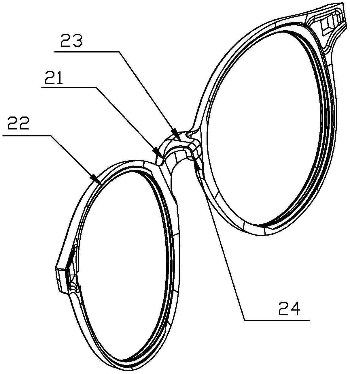 一种磁吸连接结构的塑胶钛材质挂片眼镜