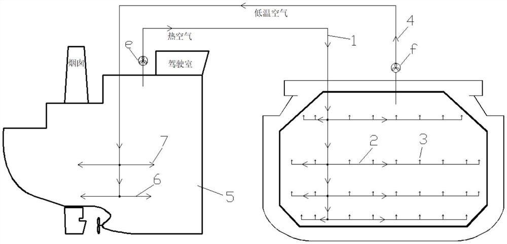 一种利用LNG船舶机舱热空气的干隔舱保温系统