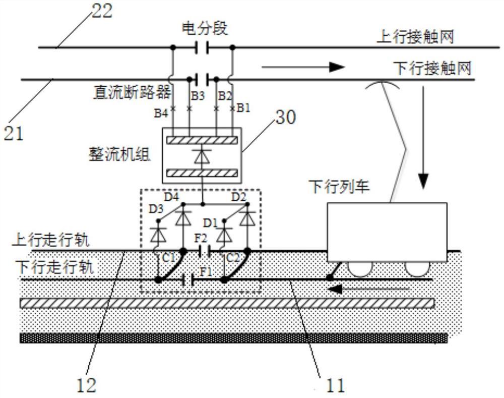 限制城市轨道交通供电系统功率越区传输的回流电路装置