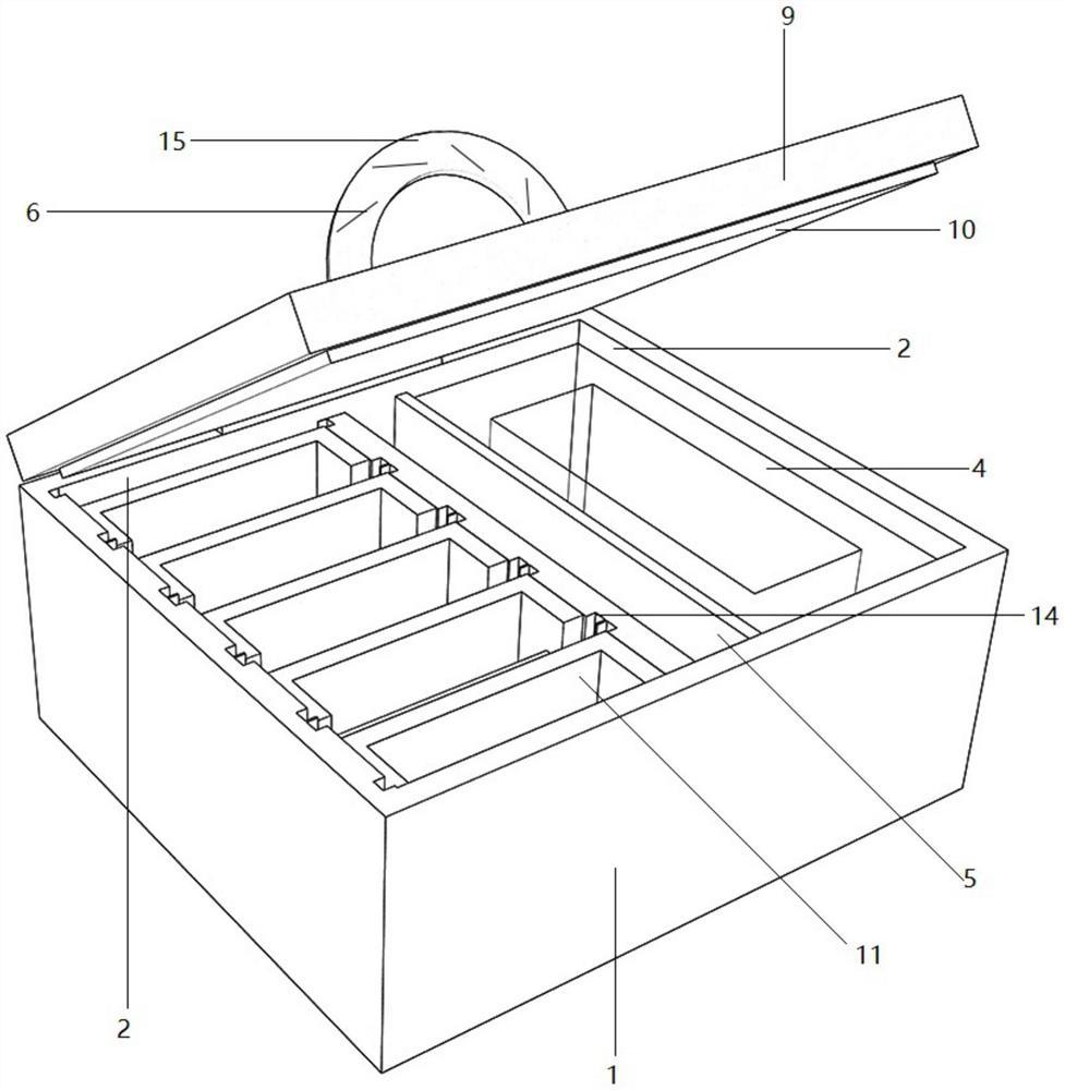 一种美术教学用颜料画笔收纳箱