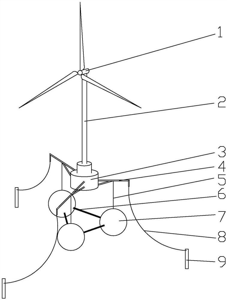 一种带有水下阻尼装置的海上浮式风机