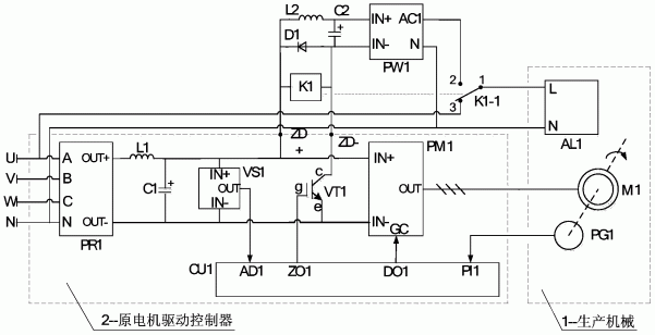 电机制动能量实时供给交流惰性负载的控制电路