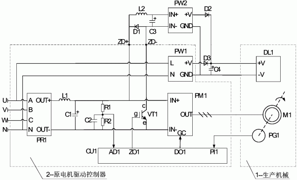 电机制动能量实时供给直流负载的控制电路