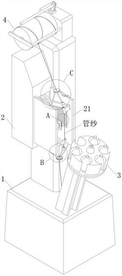 一种自动络筒机的络筒锭位中管纱运送和定位装置